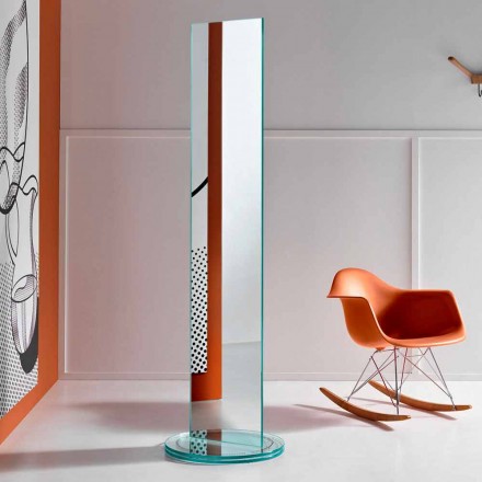 Freestanding Double Sided Mirror with Luxury Glass Rontante Base - Gaudenzio Viadurini