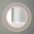 Large Wall Mirror of Decorative and Modern Design in Pink Wood - Crown