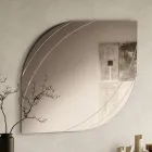 Glass Mirror with Engravings in Two Sizes and Colors Made in Italy - Vela Viadurini