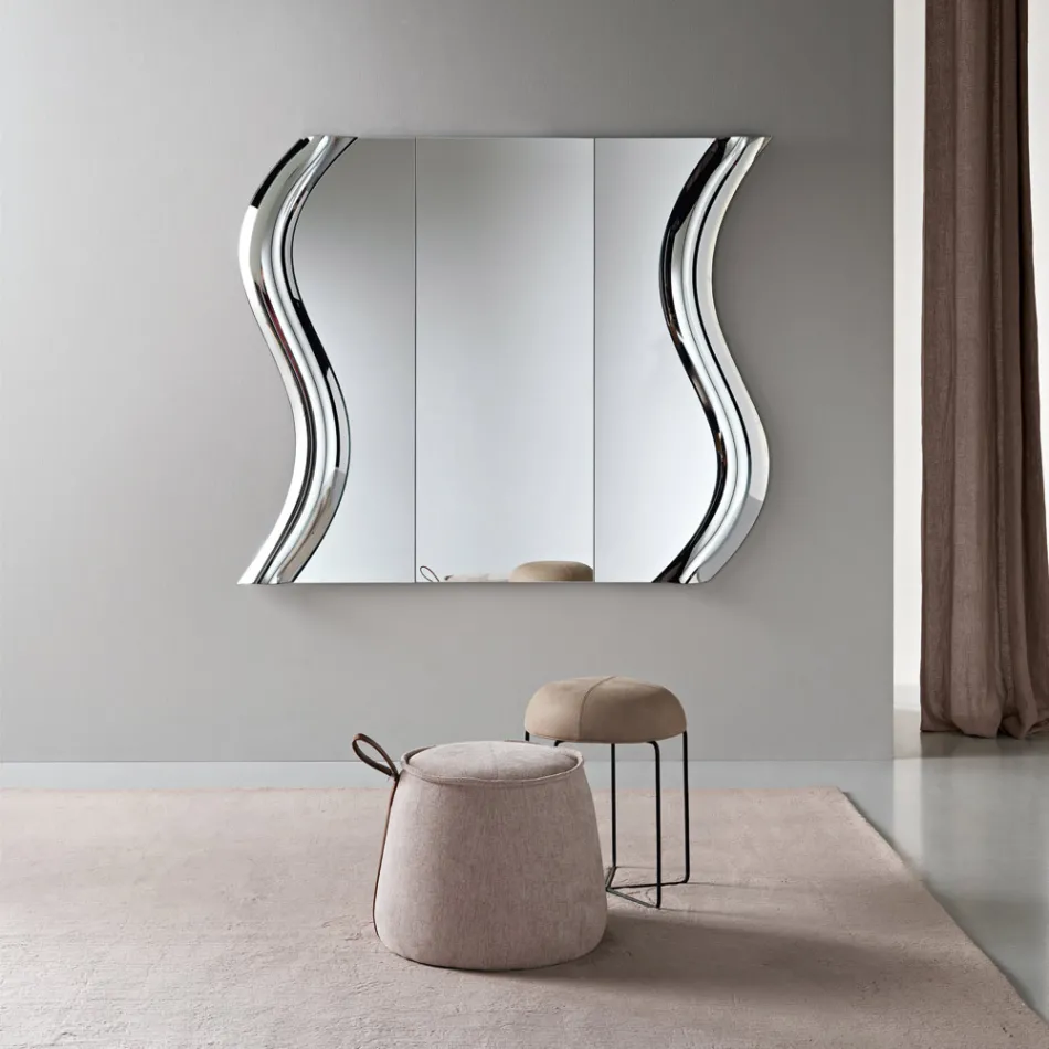 Modular Mirror with Fused Glass Insert Made in Italy - Sorya Viadurini