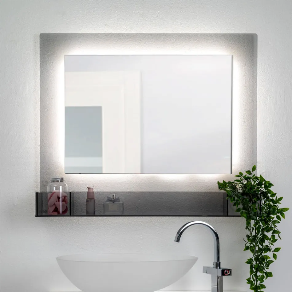 Horizontal Plexiglass Wall Mirror Container Made in Italy - Kiran Viadurini