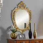 Classic Oval Mirror in Gold and Silver Leaf Wood Made in Italy - Vanessa Viadurini
