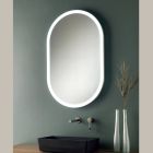 Oval Mirror with Metal Frame and Lights Made in Italy - Mozart Viadurini