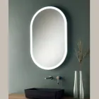 Oval Mirror with Metal Frame and Lights Made in Italy - Mozart Viadurini