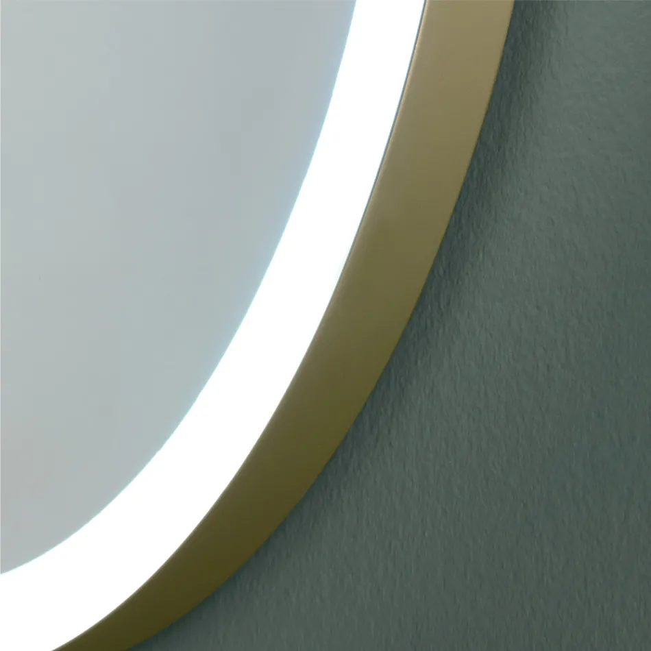 Oval Mirror with Metal Frame and Lights Made in Italy - Mozart Viadurini