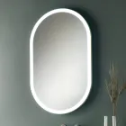 Oval Mirror with Metal Frame and Lights Made in Italy - Mozart Viadurini