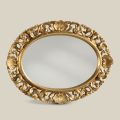Oval Mirror with Gold Leaf Perforated Wood Frame Made in Italy - Florence