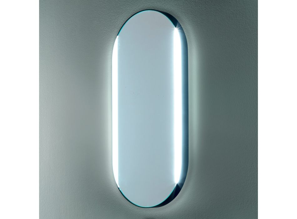 Oval Bathroom Mirror with Side Lights Made in Italy - Albert Viadurini
