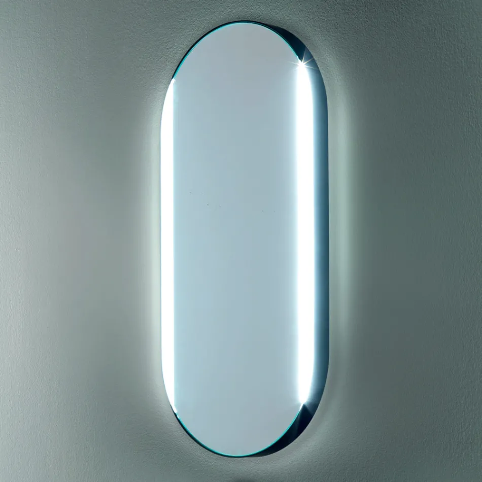 Oval Bathroom Mirror with Side Lights Made in Italy - Albert Viadurini