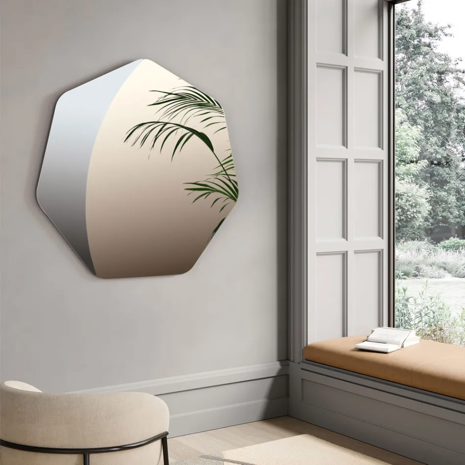 Irregular Polygonal Mirror with Beveled Corners Made in Italy - Calyra Viadurini