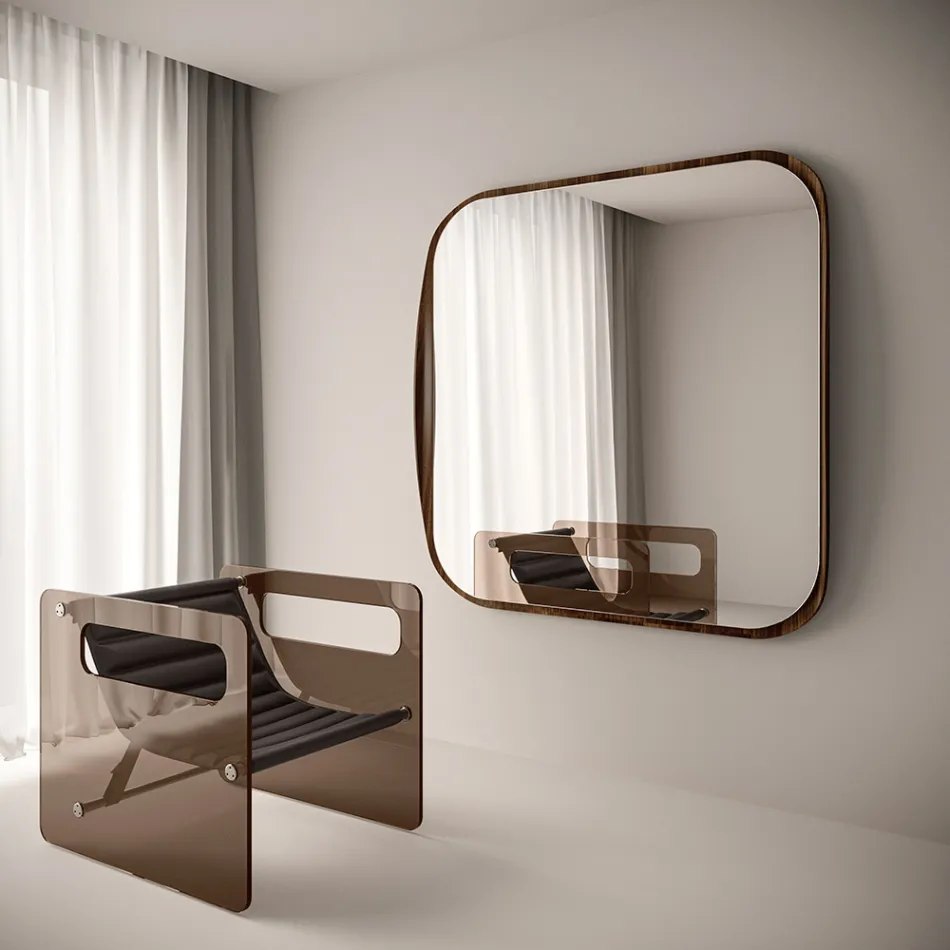 Square Mirror with Wooden Frame, Made in Italy - Vespera Viadurini
