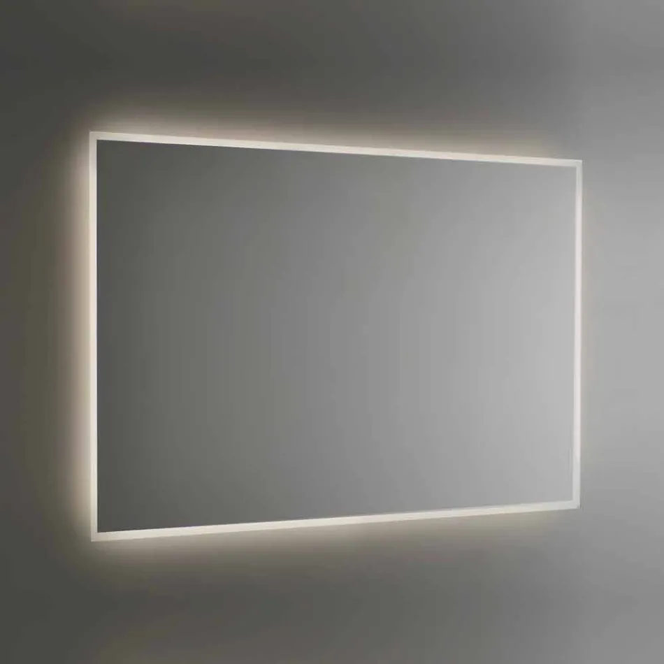 Backlit Bathroom Mirror with Sandblasted Frame Made in Italy - Floriana Viadurini
