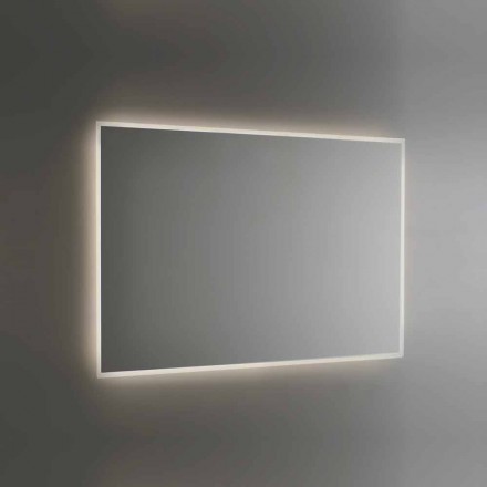 Backlit Bathroom Mirror with Sandblasted Frame Made in Italy - Floriana Viadurini