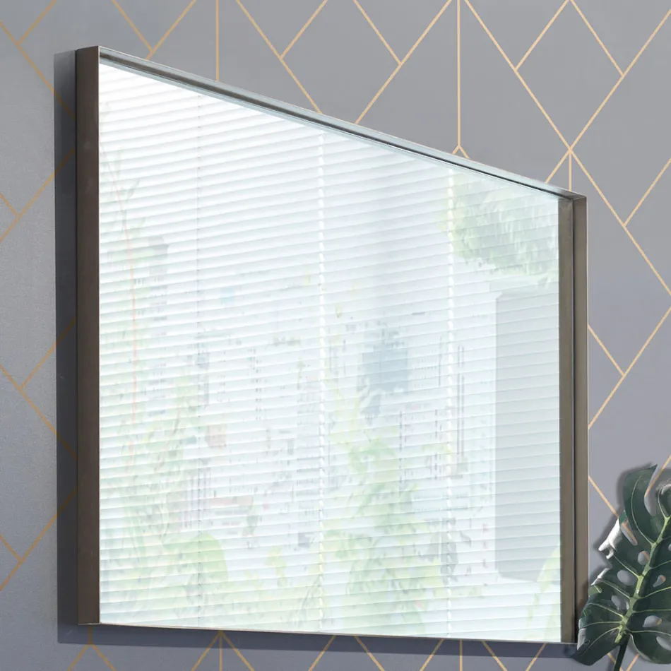 Rectangular Wall Mirror with Bronze, Black, Platinum or Copper Frame - Renga Viadurini