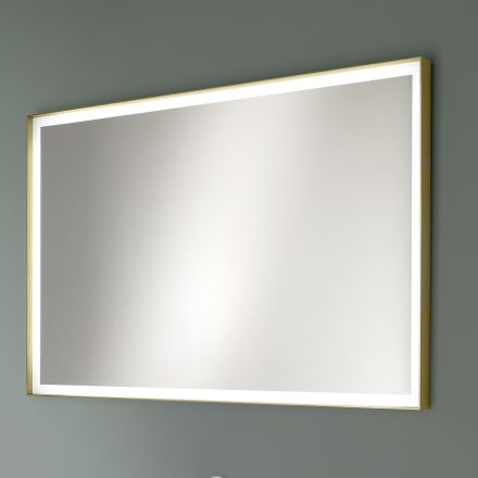 Rectangular Wall Mirror Metal Frame Various Colors and Led Light - Renga Viadurini