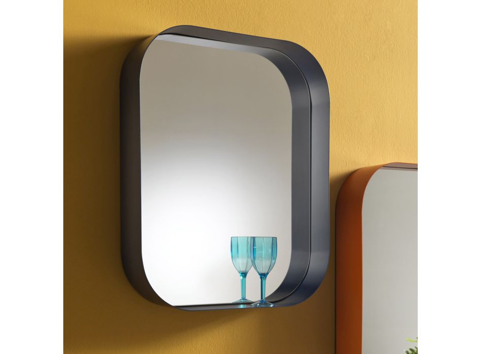 Rounded Rectangular Mirror, Metal Frame Made in Italy - Alexandra Viadurini