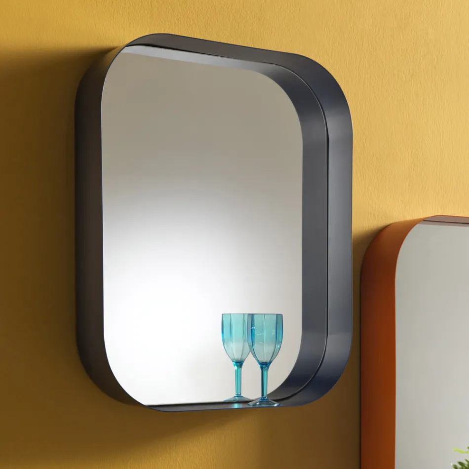 Rounded Rectangular Mirror, Metal Frame Made in Italy - Alexandra Viadurini