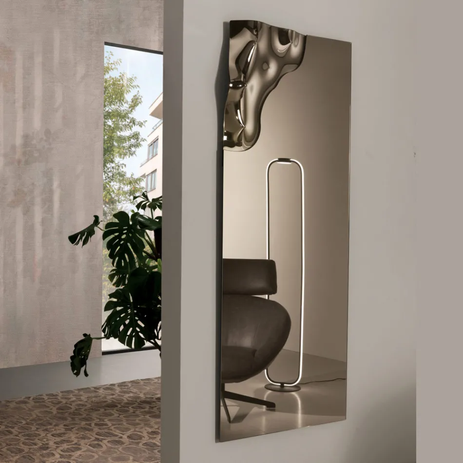 Rectangular Mirror with Corner in Fused Glass Made in Italy - Adelinda Viadurini