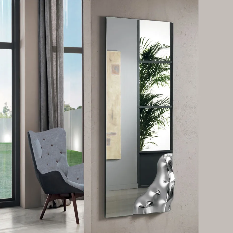 Rectangular Mirror with Corner in Fused Glass Made in Italy - Adelinda Viadurini