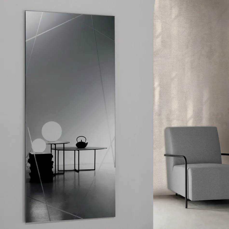 Rectangular Mirror with Laser Engravings Made in Italy - Alberta Viadurini