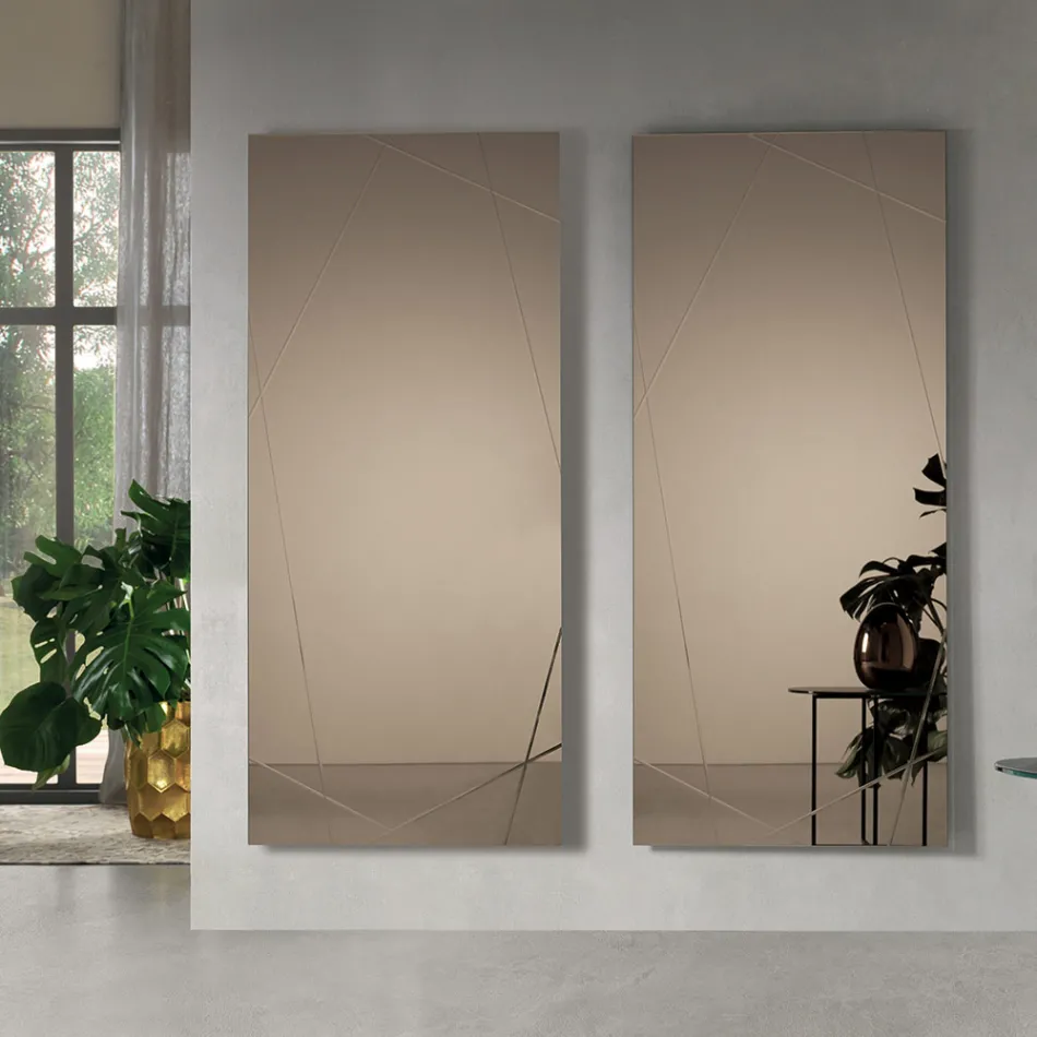 Rectangular Mirror with Laser Engravings Made in Italy - Alberta Viadurini