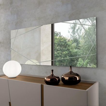 Rectangular Mirror with Laser Engravings Made in Italy - Alberta Viadurini