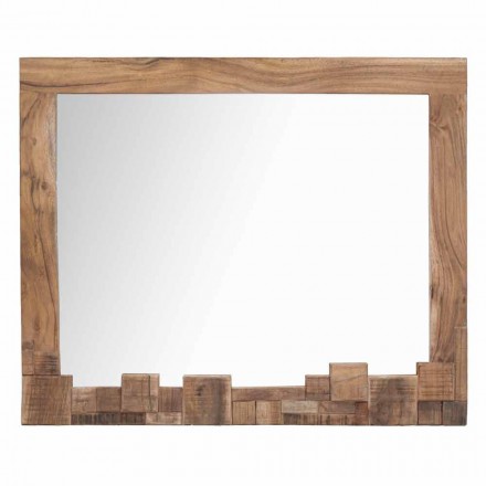 Modern Rectangular Wall Mirror in Acacia Wood and Mirror - Eloise Viadurini