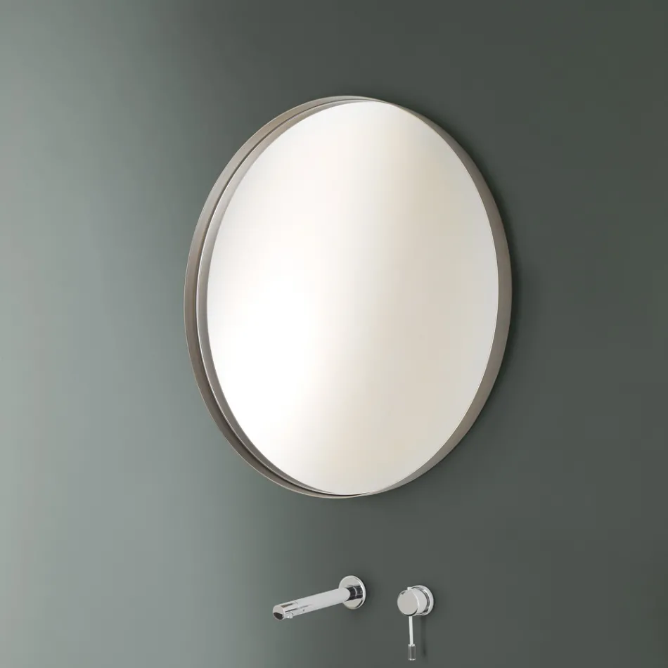 Round Wall Mirror with Bronze, Black, Platinum or Copper Frame - Renga Viadurini