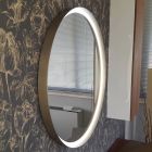 Round Wall Mirror with Metal Frame Various Colors and Led Light - Renga Viadurini