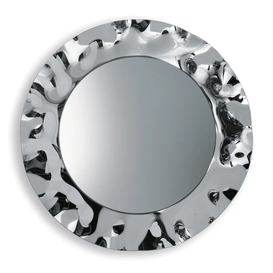 Round Mirror with Wavy Glass Frame Made in Italy - Adelma Viadurini