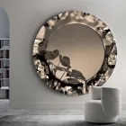 Round Mirror with Wavy Glass Frame Made in Italy - Adelma Viadurini