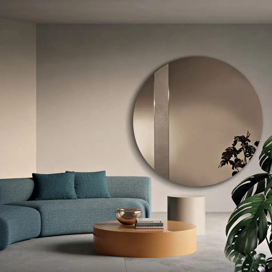 Round Mirror with Mesh Insert Made in Italy - Brigitta Viadurini