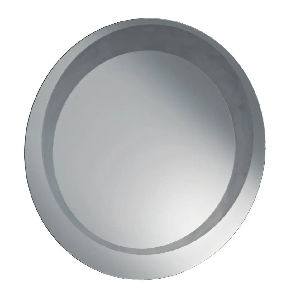Round Wall Mirror with Sandblasted Decoration Made in Italy - Annamaria Viadurini