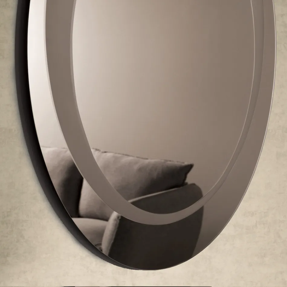 Round Wall Mirror with Sandblasted Decoration Made in Italy - Annamaria Viadurini