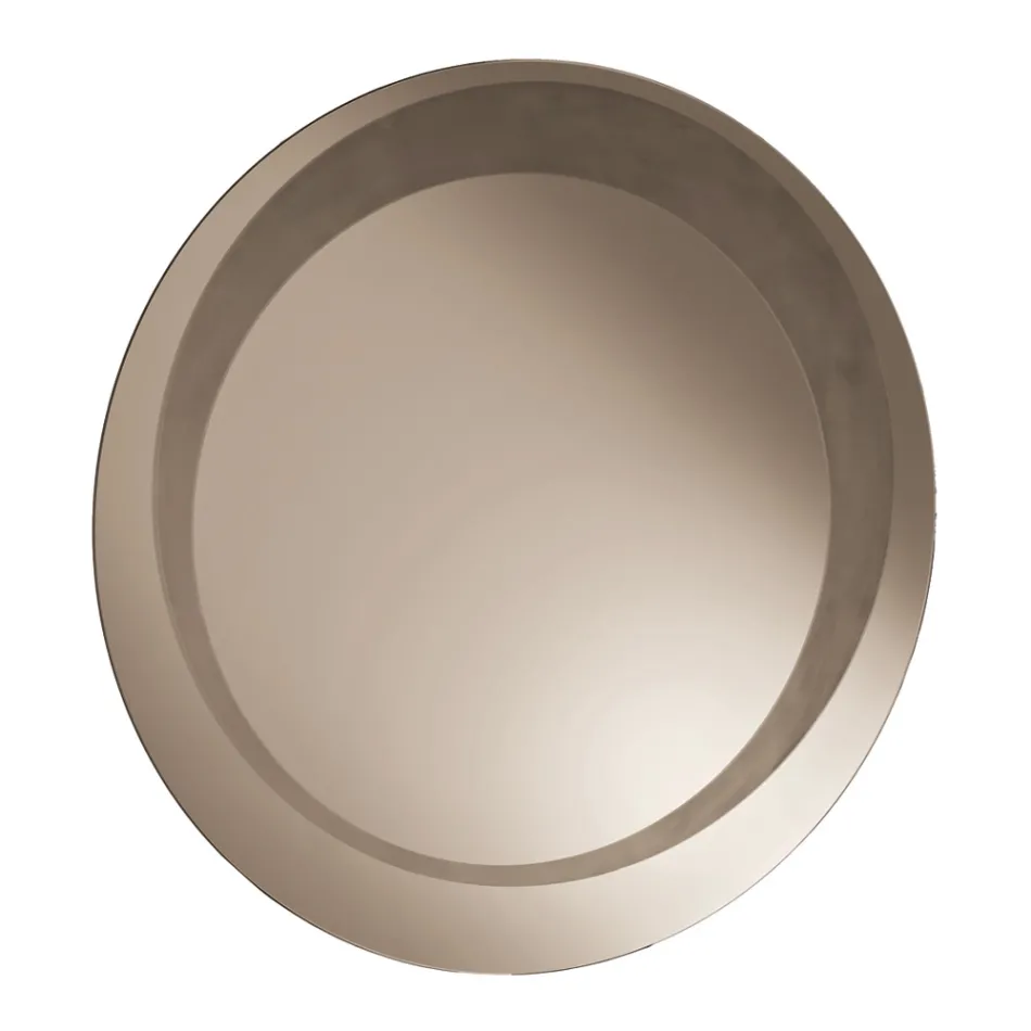 Round Wall Mirror with Sandblasted Decoration Made in Italy - Annamaria Viadurini