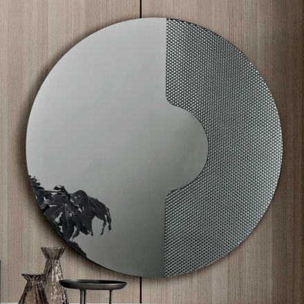 Round Wall Mirror with Mesh Insert Made in Italy - Annabella Viadurini