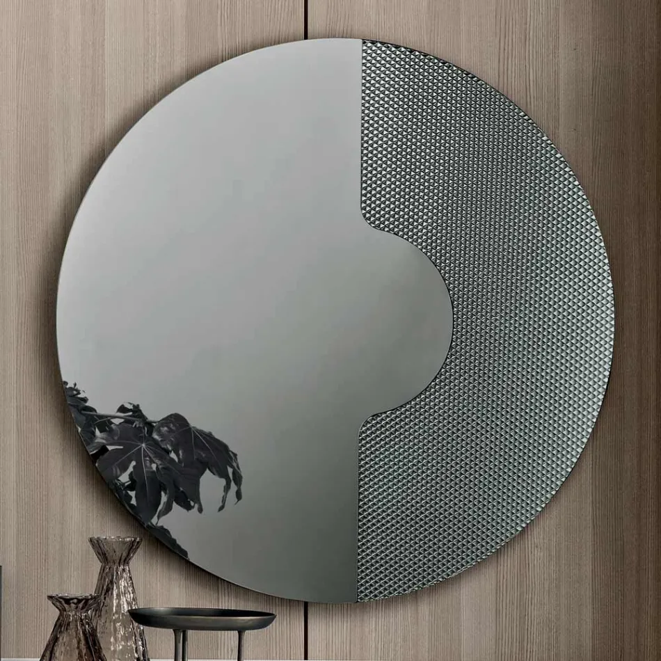 Round Wall Mirror with Mesh Insert Made in Italy - Annabella Viadurini