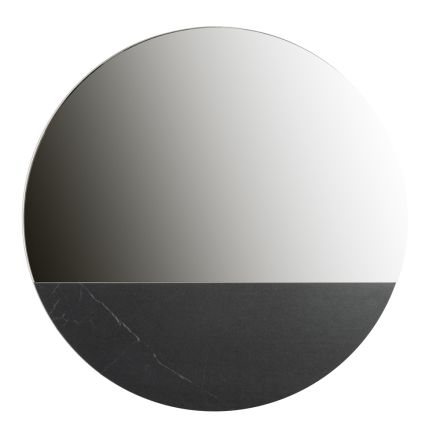 Round Wall Mirror in Mdf and Glass with Marble Insert - Rudy Viadurini