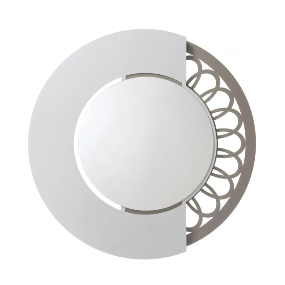 Round Iron Mirror with Side Decoration Made in Italy - Padlock Viadurini