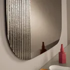 Shaped Mirror with Striped Insert Made in Italy - Alessia Viadurini