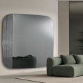 Shaped Mirror with Striped Insert Made in Italy - Alessia