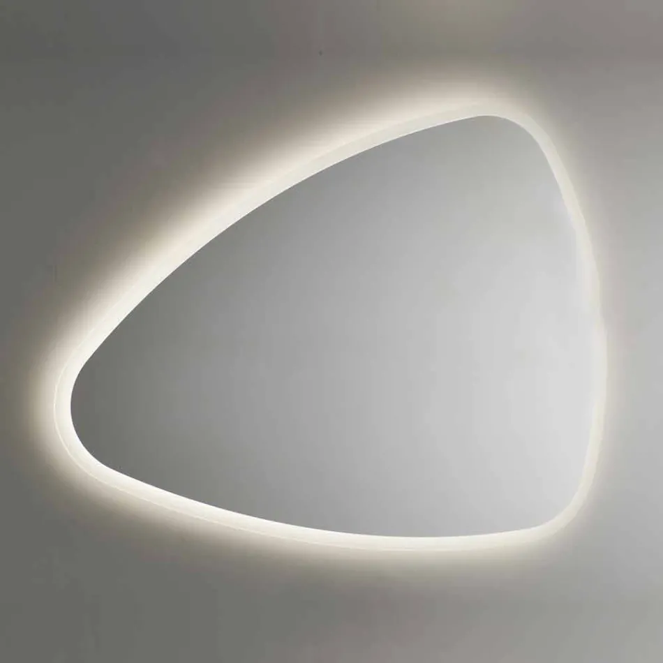Shaped Mirror with Sandblasting and Backlighting Made in Italy - Eurano Viadurini
