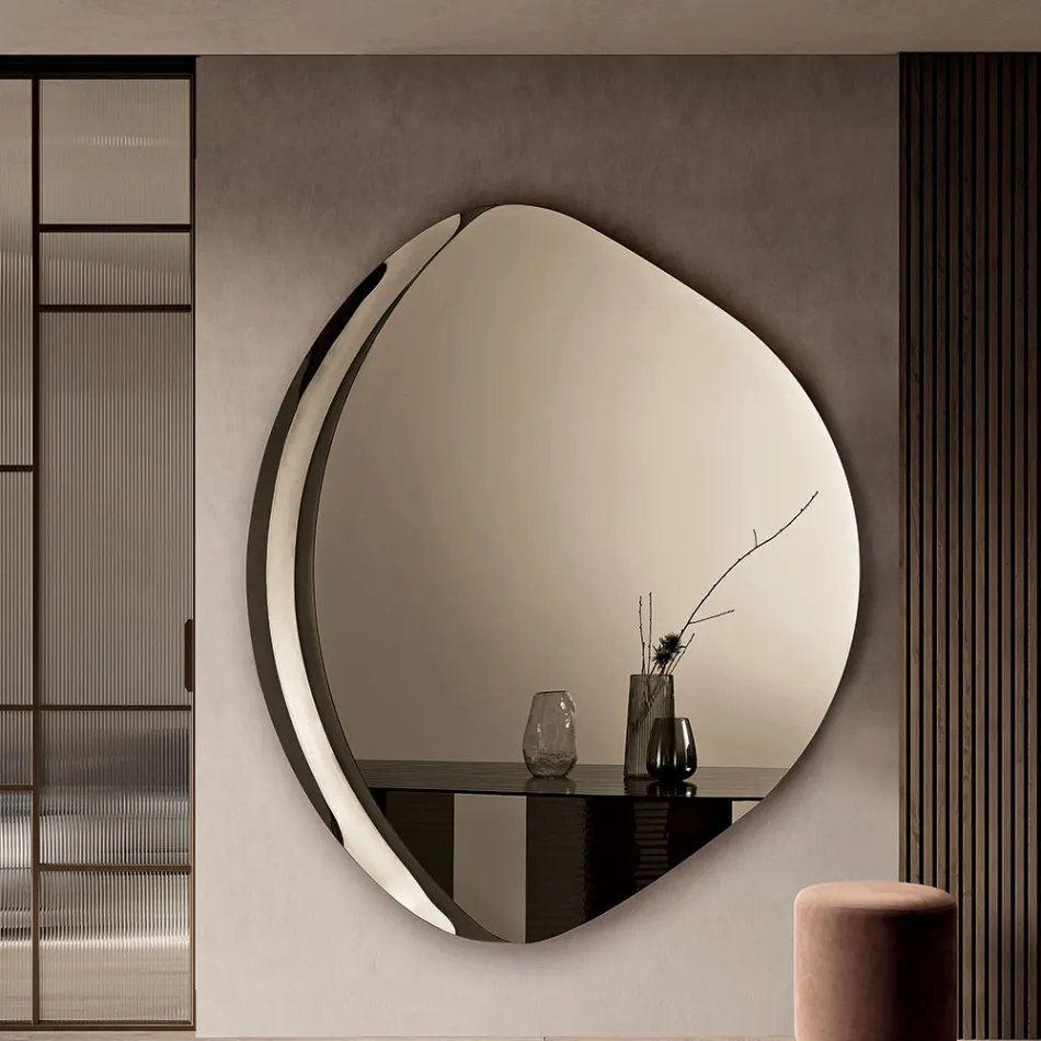 Abigaille Shaped Mirror with Semi-Frame in Fused Glass Made in Italy Viadurini