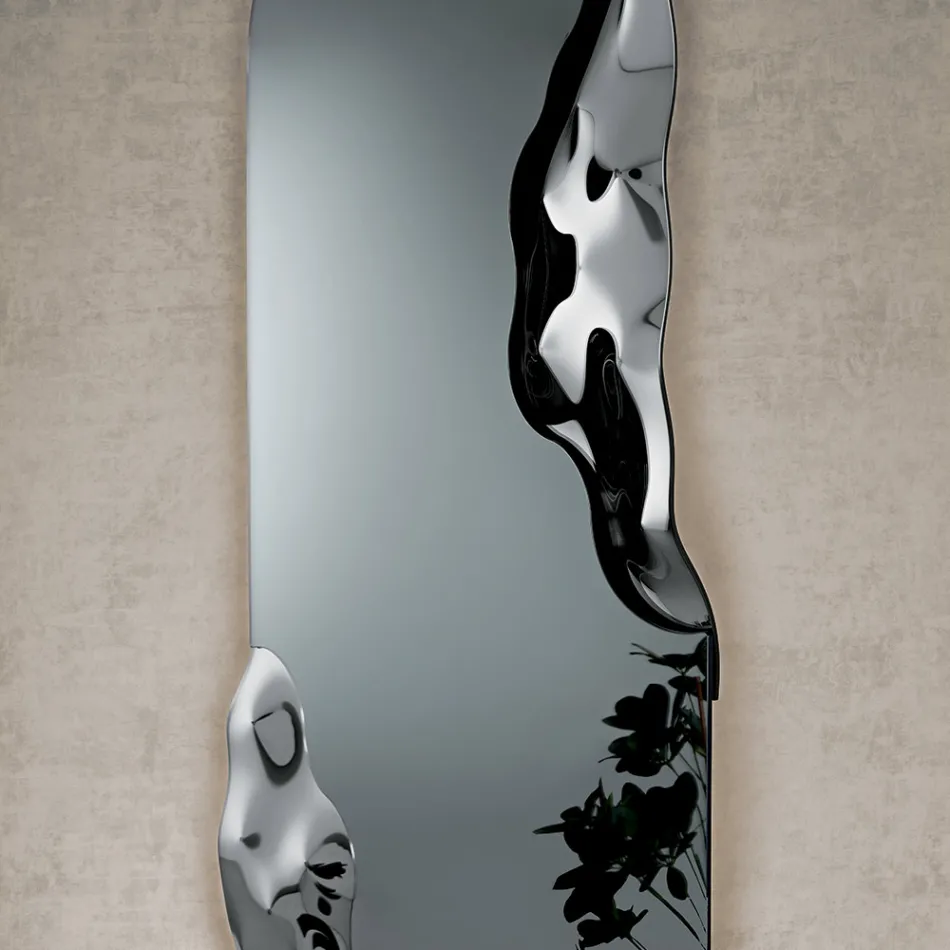 Rectangular Shaped Mirror with Wavy Glass Insert Made in Italy - Adelasia Viadurini