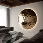 Clea Round Wall Mirror in Hammered Glass, Made in Italy Viadurini