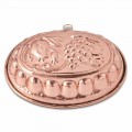 Handmade Tinned Copper Oval Cake Pan with Made in Italy Decoration - Gianfilippo