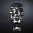 Skull-Shaped Statue in Silver Ceramic Made in Italy - Skull Viadurini