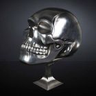 Skull-Shaped Statue in Silver Ceramic Made in Italy - Skull Viadurini