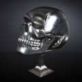 Skull-Shaped Statue in Silver Ceramic Made in Italy - Skull