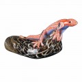 Lizard-Shaped Statue on Stone in Colored Glass Made in Italy - Certola